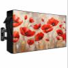 Spring Outdoor TV Cover for Outside Flat Screen,Red Poppy Flower 600D Thick Waterproof Weatherproof Outdoor TV Screen Protector with Zipper for 52 to 55 Inch Flat Screens Oil Painting Style view 2