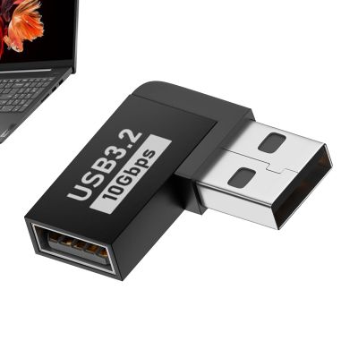 90 Degree USB Adapter USB3.0 Aluminum Male Female, 10Gbps Data Connector | Perfect for Laptop Expansion, Desktop Organization, Television Interfaces, Systems, Angle Restricted Cable Placement