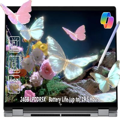 HP OmniBook X Flip 2-in-1 Laptop 14" WUXGA IPS Touchscreen 8-Core AMD Ryzen AI 7 350 24GB LPDDR5 1TB SSD AMD Radeon 860M Graphics Wi-Fi 6E Backlit Keyboard Win11 W/Stylus Pen