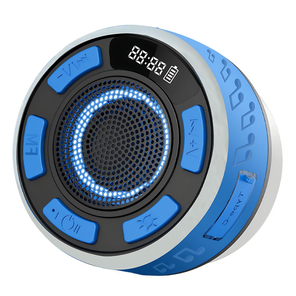 Kronabelle IPX7 Waterproof Shower Speaker with RGB Light & LED Display, Detachable Suction Cup, Clear & Balanced 360 Sound, Where Water Meets Music Keeps The Rhythm Alive