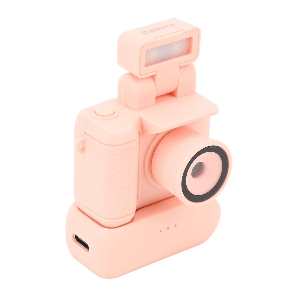 Pssopp Small DV Camera, 1080P HD Video Recorder with Flip Up Flashlight and 1.44 Inch Display Screen, Compatible with Android 8.0 and Above for Travel, Sports, Vlogging (Pink)