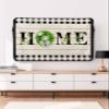 Retro Outdoor TV Cover for Outside Flat Screen,Home Text Wood Board 600D Thick Waterproof Weatherproof Outdoor TV Screen Protector with Zipper for 30 to 32 Inch Flat Screens Rustic Leaf Flower Plaid view 1