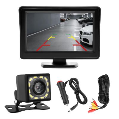 12 LED Backup Camera with Monitor 4.63.5 Inch,HD 150 Wide Angle Car Backup Camera Kit with Night Vision Function,Universal Waterproof Rear View Cameras for Cars,SUVs