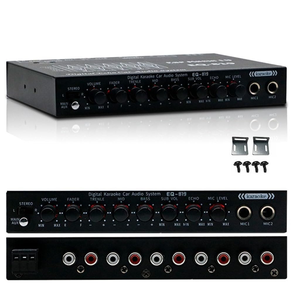 EQ-819 Car Audio Equalizer, Car Equalizer Car Audio Car EQ with Karaoke Funtion Mic Input, acualizador Digital Equalizer car Audio car Amplifier equalizers with Aux Input/EQ Tuning/Echo(EQ-819)