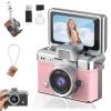 2026 New Mini Digital Camera with 1.47 in LCD Screen, Mini Retro Keychain Camera with 1080P HD Flip Screen, Built-in Flash, 32 or 64GB Card, Strap and Keychain for Travel & Daily Use (Pink,64G) view 1