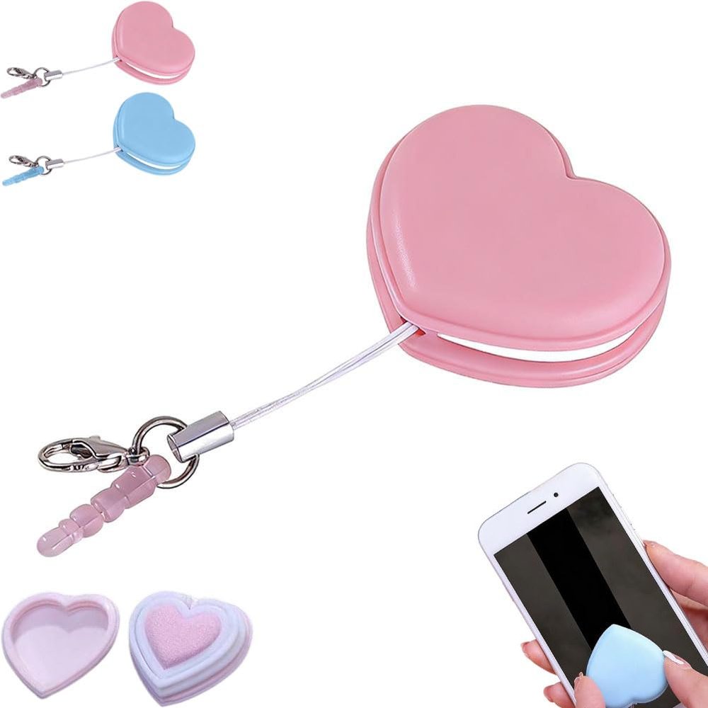 Mobile Phone Screen Wipe with Dust Plug, 2026 New Heart-Shaped Phone Screen Cleaner with Keychain, Fingerprint Cleaning Cloth for Computer Smartphone Touchscreen Glasses (Pink)