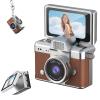 2026 New Mini Digital Camera with 1.47 in LCD Screen 1080P, Mini Keychain Retro Camera with 32GB Card, Keychain Camera with flip Screen, Ideal for Travel, Study, Concerts (Brown,No Memory Card) view 1