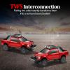 WSTER Off-Road Pickup Truck Bluetooth Speaker with LED Roof Lights & Rear Tire Design, 8W Portable Wireless Audio, TWS Stereo, Built-in Mic, AUX/TF/USB, Outdoor Truck Speaker Gift for Men (Red) view 3
