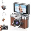 2026 New Mini Digital Camera with 1.47 in LCD Screen, Mini Retro Keychain Camera with 1080P HD Flip Screen, Built-in Flash, 32 or 64GB Card, Strap and Keychain for Travel & Daily Use (Brown,Cardless) view 1
