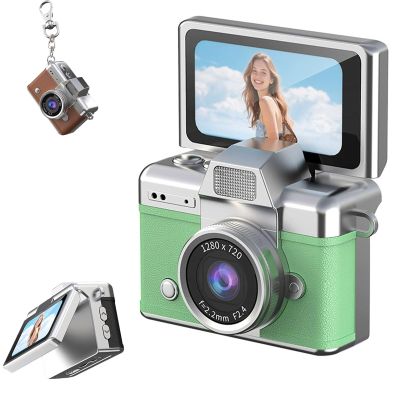 2026 New Mini Digital Camera with 1.47 in LCD Screen 1080P, Mini Keychain Retro Camera with 32GB Card, Keychain Camera with flip Screen, Ideal for Travel, Study, Concerts (Green,No Memory Card)