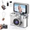 2026 New Mini Digital Camera with 1.47 in LCD Screen, Mini Retro Keychain Camera with 1080P HD Flip Screen, Built-in Flash, 32 or 64GB Card, Strap and Keychain for Travel & Daily Use (White,64G) view 1