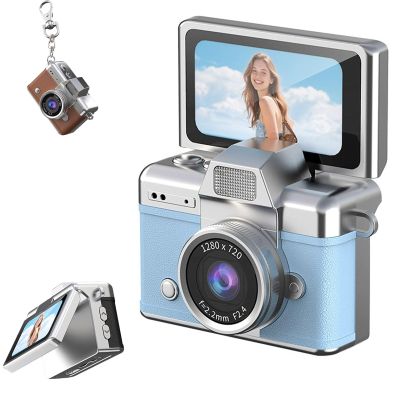2026 New Mini Digital Camera with 1.47 in LCD Screen 1080P, Mini Keychain Retro Camera with 32GB Card, Keychain Camera with flip Screen, Ideal for Travel, Study, Concerts (Blue,No Memory Card)