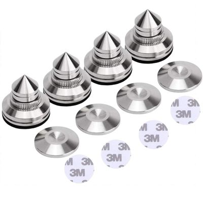 4pcs Adjustable Stainless Steel Speaker Turntable Isolation Feet Spike Pads