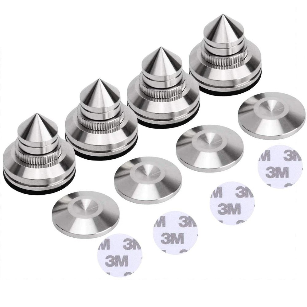 4pcs Adjustable Stainless Steel Speaker Turntable Isolation Feet Spike Pads