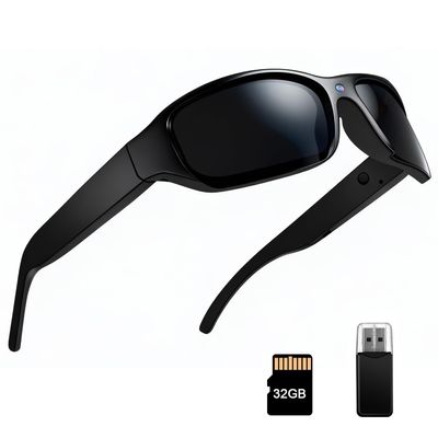 Smart Sunglasses Camera Outdoor Sports Action Camera Glasses Full HD 1080P Video Camera Glasses UV Protection Polarized Sunglasses mit 32GB Micro SD Card, Card Reader for Hiking, Cycling, Climbing