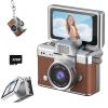 2026 New Mini Digital Camera with 1.47 in LCD Screen 1080P, Mini Keychain Retro Camera with 32GB Card, Keychain Camera with flip Screen, Ideal for Travel, Study, Concerts (Brown,with Memory Card) view 1