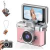 2026 New Mini Digital Camera with 1.47 in LCD Screen, Mini Retro Keychain Camera with 1080P HD Flip Screen, Built-in Flash, 32 or 64GB Card, Strap and Keychain for Travel & Daily Use (Pink,Cardless) view 1