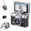 2026 New Mini Digital Camera with 1.47 in LCD Screen 1080P, Mini Keychain Retro Camera with 32GB Card, Keychain Camera with flip Screen, Ideal for Travel, Study, Concerts (Black,with Memory Card) view 1