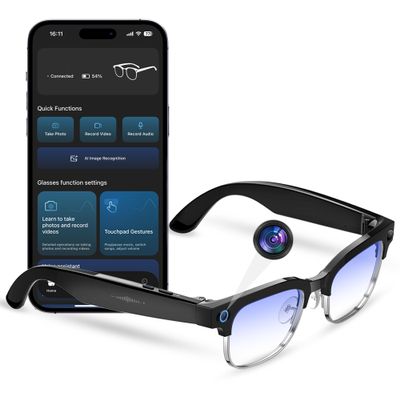AI Smart Camera Glasses With HD 8MP Camera, 4K Photos & 1080P Video ,Anti-shake, 12Hours Music/Bluetooth Calls, Real-time Translation/GPT Object Recognition, IP66 Waterproof (Anti-Blue Light)