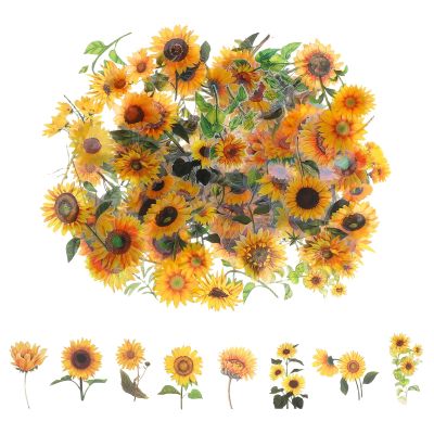 100PCS Sunflower Stickers - Shimmeroo Waterproof Scrapbook Vintage Flower Stickers for Junk Journal Supplies Envelope Calendar Laptop Collage Card Making Phone Case DIY Crafts