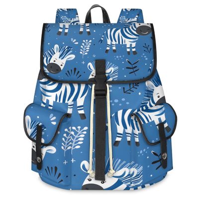 Adornori Zebra Laptop Backpack 15 Inch Travel Computer Drawstring Bag for Work Business Waterproof Lightweight Casual Daypack for Women Men,Cute