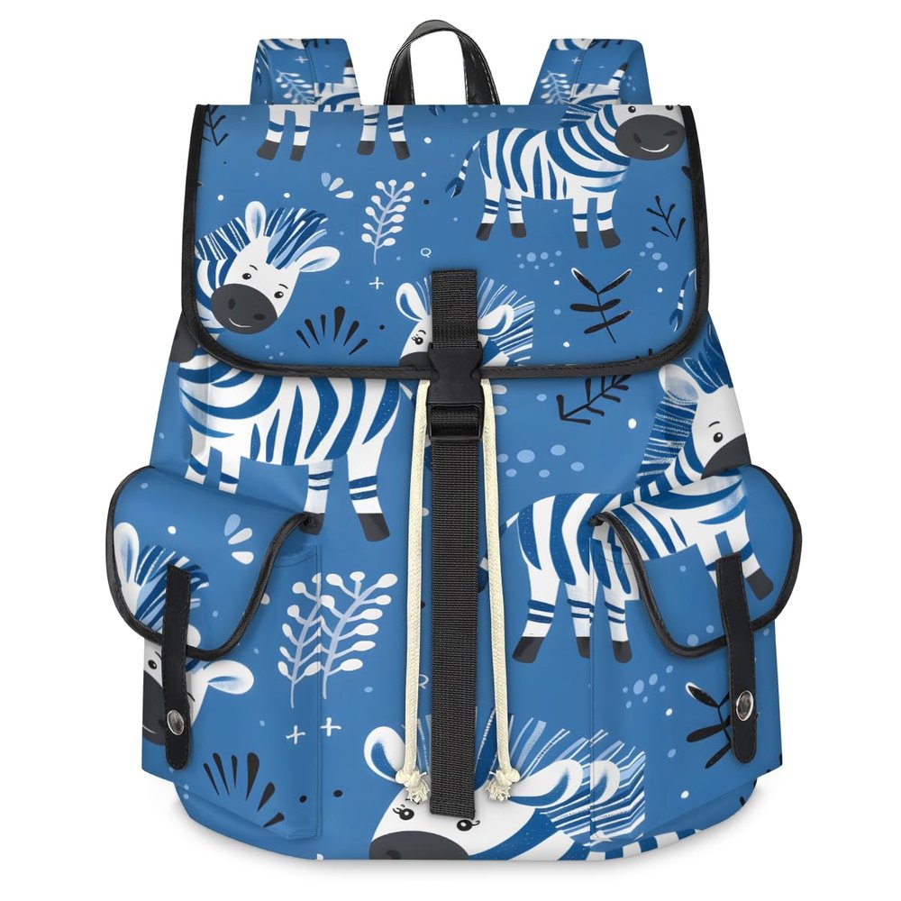 Adornori Zebra Laptop Backpack 15 Inch Travel Computer Drawstring Bag for Work Business Waterproof Lightweight Casual Daypack for Women Men,Cute