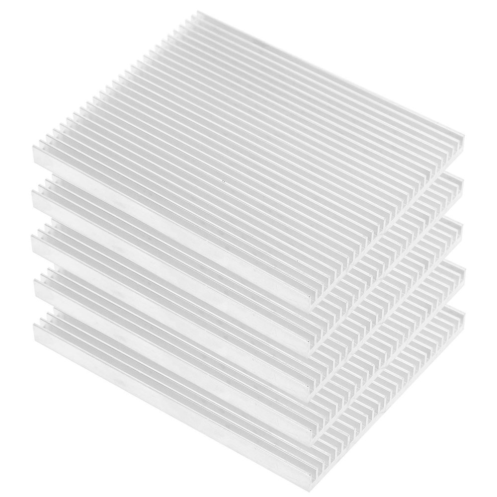 5Pcs Heat Sink CPU Cooler, Ultra - Thin Aluminum Cooling Parts, 100 X 80 X 7MM Heat Dissipation Plate for Routers, ICS, PCBs, Amplifiers, Power Supplies, with Slotted Fine Teeth De