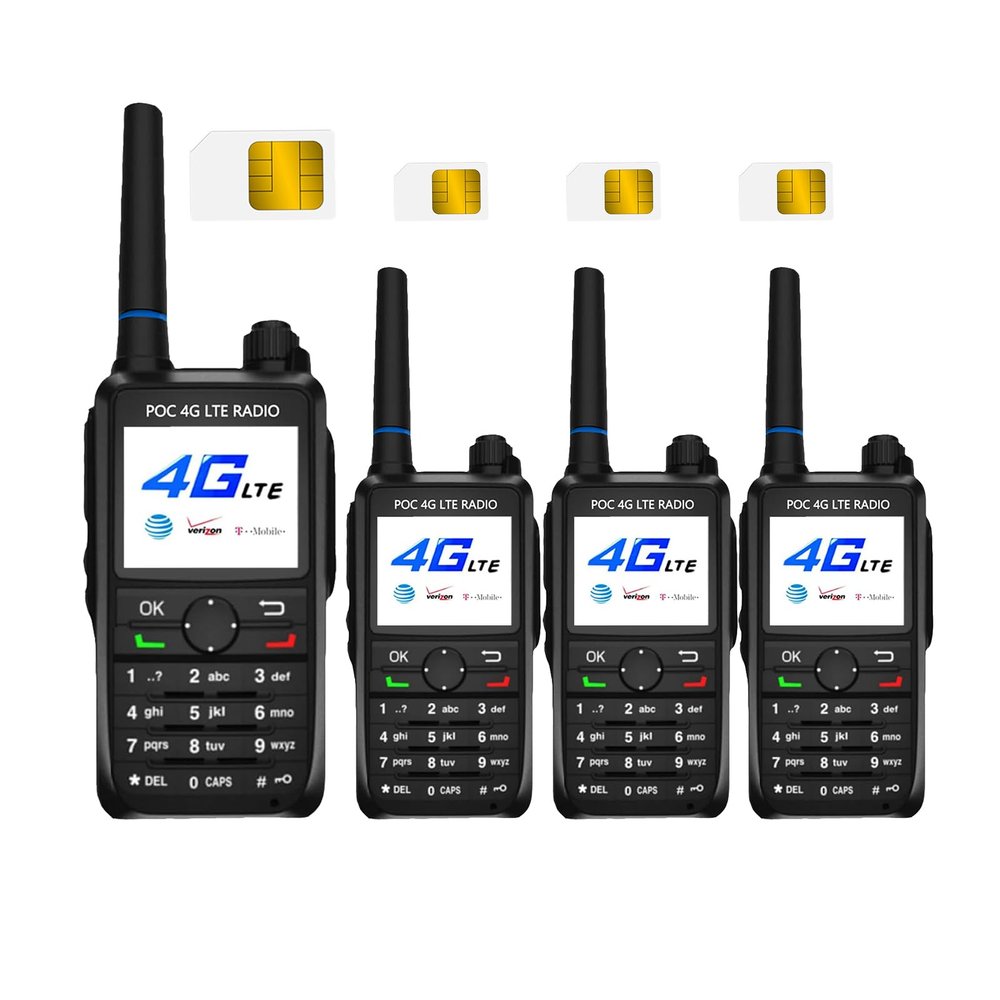 Christmas Deal! Lifetime Free Data Global 4G LTE Walkie Talkie, Unlimited Range Two Way Radio with SIM Card, Admin Control, 200 Channels for Business Outdoor Team (F8-4PackS)
