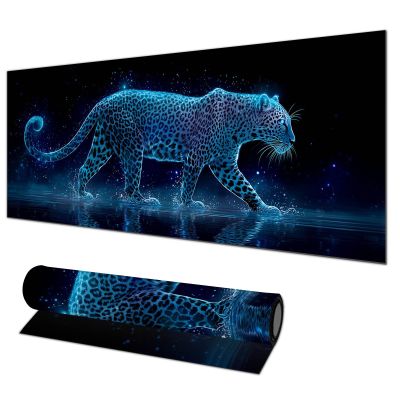 HOMETITUTE XL Mouse Pad Gaming Mousepad 31.5x11.8 Inch Neon Leopard Night Art Non-Slip Keyboard Desktop Protector Mat Diatomite Large Mouse Pad for Home and Office Desk Accessories