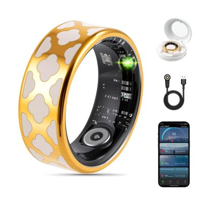FAHKNS Smart Health Ring for Women Men: Fitness Tracker Ring with Heart Rate,Blood Oxygen,Sleep Monitor,Stress,Steps Counter,IP68 Waterproof for iOS & Android,No APP Fees (Enamel,7#)