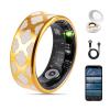 FAHKNS Smart Health Ring for Women Men: Fitness Tracker Ring with Heart Rate,Blood Oxygen,Sleep Monitor,Stress,Steps Counter,IP68 Waterproof for iOS & Android,No APP Fees (Enamel,7#) view 1