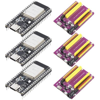 3PCS ESP32 Development Board with Expansion Board, Dual-Core 2.4GHz WiFi & Bluetooth 5, 4MB Flash Type-C & CP2102, with 38pin Breakout Board, ESP32 DevKit for Arduino IDE