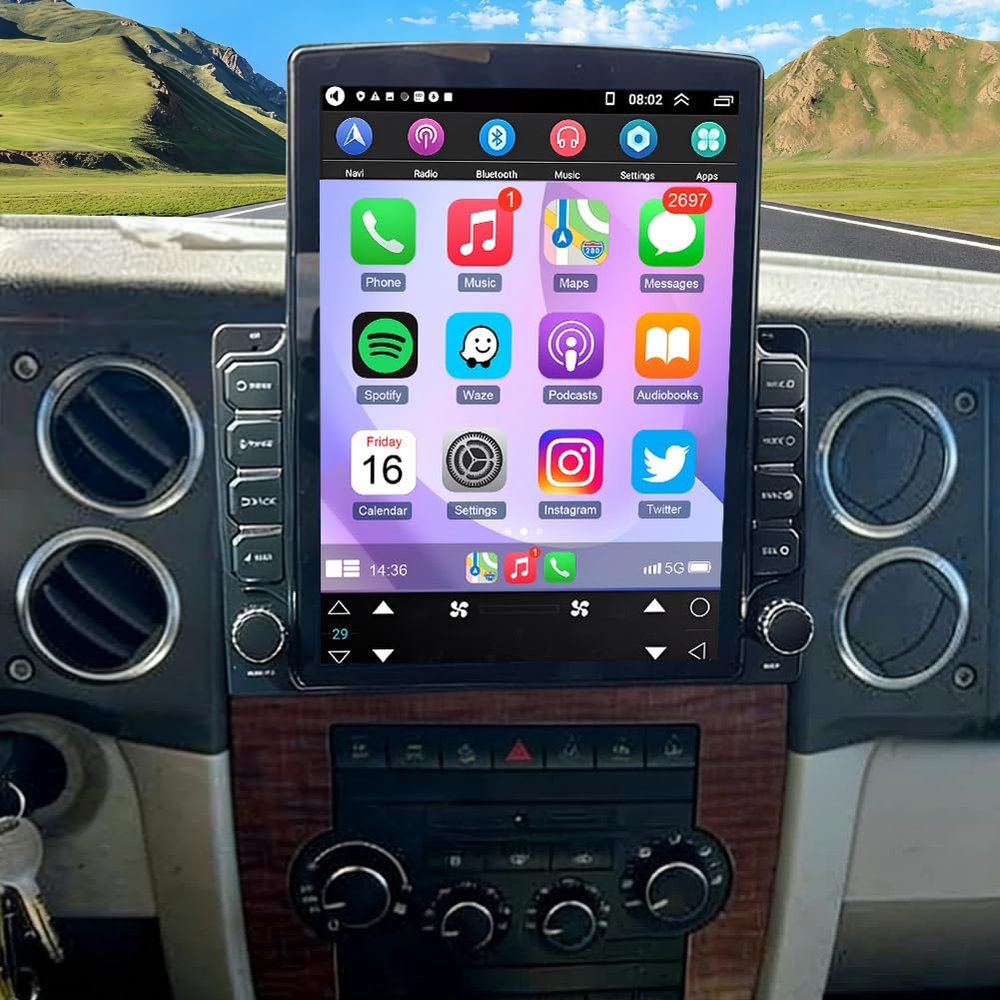 2+64G Double Din Radio Stereo for Jeep Commander 2006-2010 with Wireless Carplay & Android Auto,9.7 Inch Android 15 Car Audio Receiver GPS Navigation Unit with Bluetooth Head Unit WiFi SWC