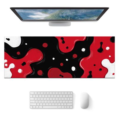 HOMETITUTE XL Mouse Pad Gaming Mousepad Abstract Red Black White Design 31.5x11.8 Inch Non-Slip Keyboard Desktop Protector Mat Diatomite Large Mouse Pad for Home and Office Desk Accessories