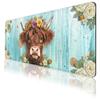 Highland Cow Desk Pad Mouse Pad Floral Farmhouse Flower Crown Mousepad XL Large Gaming Mouse Pad Laptop Keyboard Mat Desk Pad 31.5"x11.8" view 1