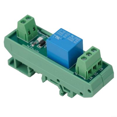 Din Rail 1 Channel for Relay Board with Surge Protection, 10A Switching Current, 5V/12V/24V DC Coil Voltage, NPN/PNP Input, Compatible with TS15/28/35 Rails(DC5V)