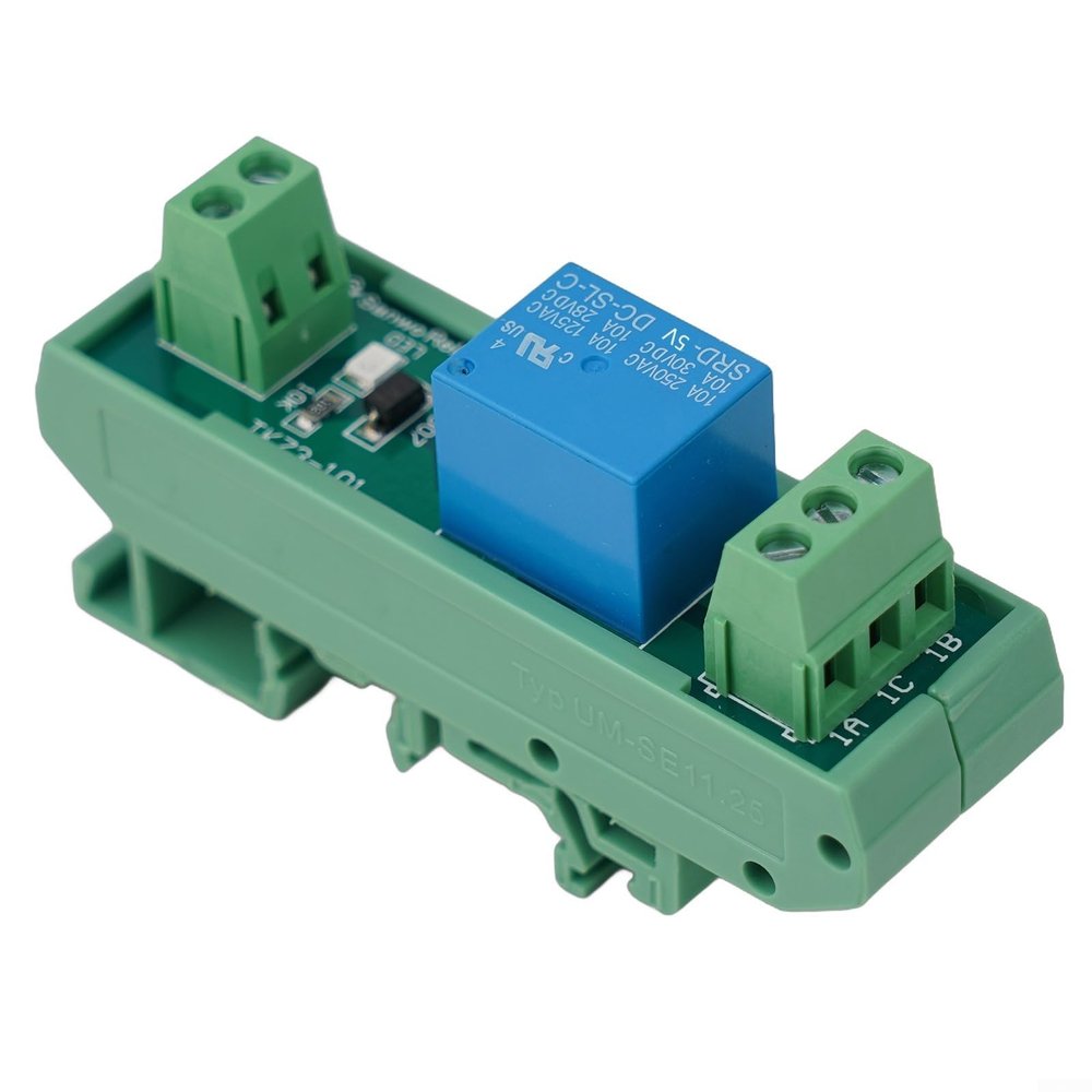 Din Rail 1 Channel for Relay Board with Surge Protection, 10A Switching Current, 5V/12V/24V DC Coil Voltage, NPN/PNP Input, Compatible with TS15/28/35 Rails(DC5V)
