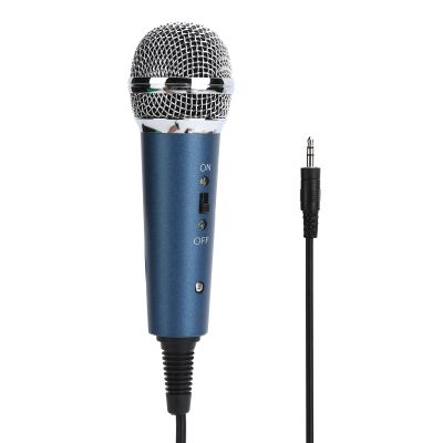Ailgely Sensitive Cardioid Wired Microphone, 3.5mm Plug and Play, Realtime Monitoring, Metal Shell, TEP Wire, Record Anytime, Anywhere, UShaped Audio Adapter for Karaoke, Computer (Blue)