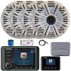 Kicker KMC5 3.5" LCD Display Marine Bluetooth USB/AUX WB AM/FM Gauge Style Receiver W/Digital Controller, 4X 6.5 195 Watt Max Power RGB LED Speakers W/White Grille + LED Controller, Antenna, Wire view 1