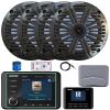 Kicker KMC5 3.5" LCD Display Marine Bluetooth USB/AUX WB AM/FM Gauge Style Receiver W/Digital Controller, 4X 6.5 195 Watt Max Power RGB LED Speakers W/Charcoal Grille + LED Controller, Antenna, Wire view 1