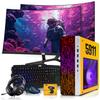 HP Gaming PC Desktop Computer 5911 AMD A10-9700, GT 1030, 16GB RAM, 512GB SSD, Dual 32 Inch Curved Monitor, RGB KBM with AI Copilot, WiFi, RGB Headphone, Webcam, Windows 11 (Renewed) view 1