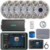 Kicker KMC5 3.5" Marine Bluetooth USB/AUX AM/FM Gauge Style Receiver W/Controller, 6X 6.5 195 Watt Peak RGB LED Speakers W/White Grilles + LED Controller, 6-Channel Amplifier W/Kit, Antenna, Wire view 1
