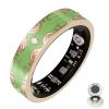 wrongduck Retro Bluetooth Smart Ring for Women Fitness Tracker Ring with Heart Rate, Sleep Monitoring, Blood Oxygen, Step Counting for iOS and Android (Green, 10#) view 1