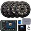 Kicker KMC5 3.5" LCD Display Marine Bluetooth USB/AUX WB AM/FM Radio Weather-Resistant Gauge Style Receiver W/Digital Controller, 4X 6.5 150 Watt Max 2-Way Black Boat Audio Speakers, Antenna, Wire view 1