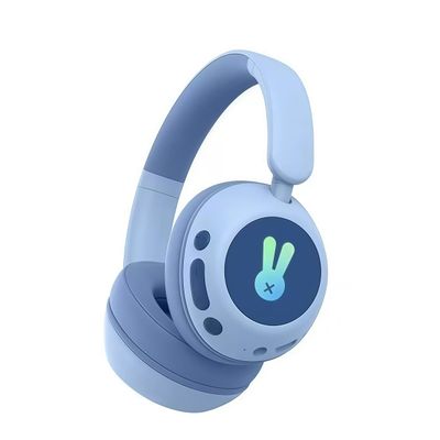 PUSOKEI Kids Bluetooth Headphones, BT 6.0 / Wired Foldable Over Ear Headphone with LED Lights, 85/103dBA Volume Limited, 25H Playtime, USB C Fast Charging, for Phone Tablet (Blue)
