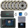 Kicker KMC5 3.5" LCD Display Marine Bluetooth USB/AUX WB AM/FM Gauge Style Receiver W/Digital Controller, 6X 6.5 195W Max 4 Ohm Speakers W/White Grilles, 6-Channel Amplifier W/Kit, Antenna, Wire view 1