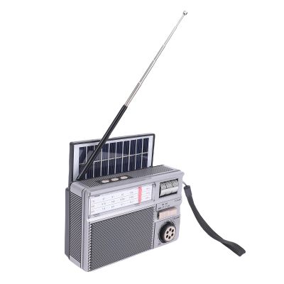 PUSOKEI Portable Radio AM FM SW Bluetooth, Retro Emergency Radios with Best Reception, Solar/USB Rechargeable, Support TF Card/USB Playing, Emergency Radio for Home, Camping (Grey)