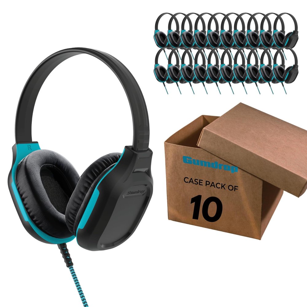 Gumdrop DropTech On-Ear Wired Headphones No Mic | USB C (10 Pack) - Long Tangle Free Chew-Proof Cord - Rugged Reliable Drop Tested and Comfortable for Kids K-12 Students Classroom and School Use
