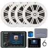 Kicker KMC5 3.5" LCD Display Marine Bluetooth USB/AUX WB AM/FM Radio Weather-Resistant Gauge Style Receiver W/Digital Controller, 4X 6.5 150 Watt Max 2-Way White Boat Coaxial Speakers, Antenna, Wire view 1