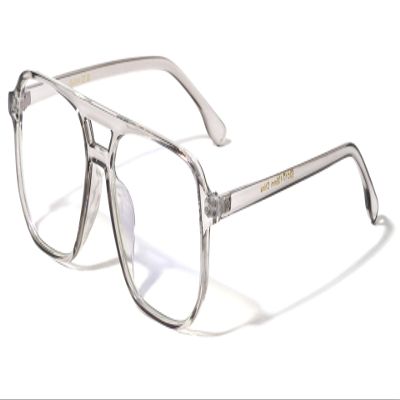Crystal Frame Square Aviators Computer Protective Blue Light Glasses Men Women Unisex UV400 Protection BL2015 (Gray)
